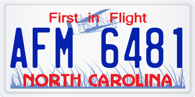 NC license plate AFM6481