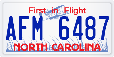 NC license plate AFM6487