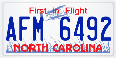 NC license plate AFM6492