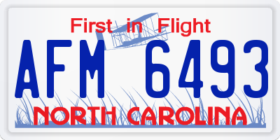 NC license plate AFM6493