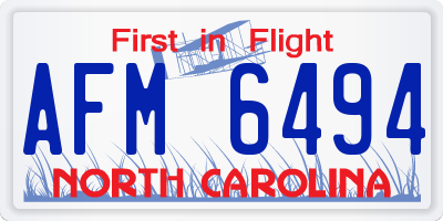 NC license plate AFM6494