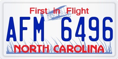 NC license plate AFM6496