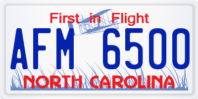 NC license plate AFM6500