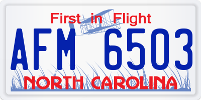 NC license plate AFM6503