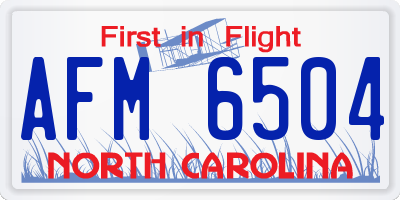 NC license plate AFM6504