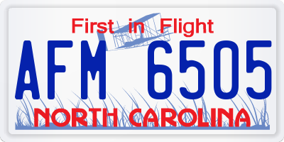 NC license plate AFM6505