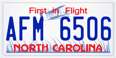 NC license plate AFM6506