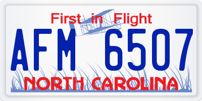 NC license plate AFM6507