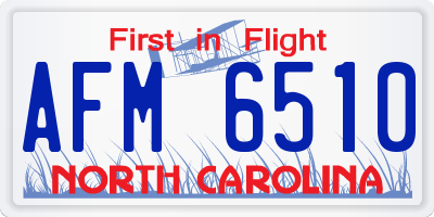 NC license plate AFM6510