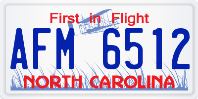 NC license plate AFM6512