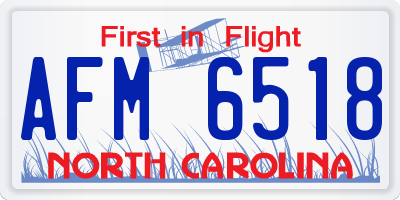 NC license plate AFM6518