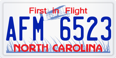 NC license plate AFM6523