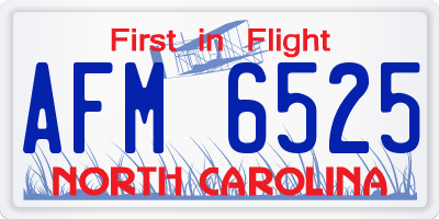 NC license plate AFM6525