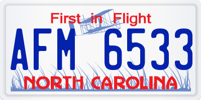 NC license plate AFM6533