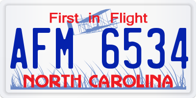 NC license plate AFM6534
