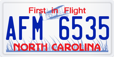 NC license plate AFM6535