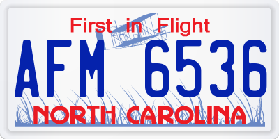 NC license plate AFM6536