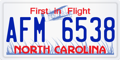 NC license plate AFM6538