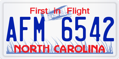 NC license plate AFM6542