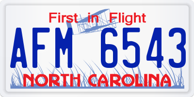 NC license plate AFM6543
