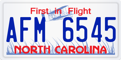 NC license plate AFM6545