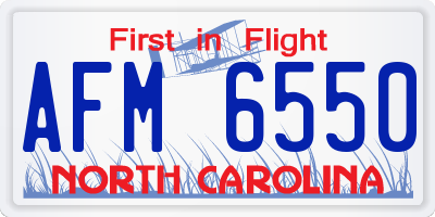 NC license plate AFM6550