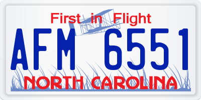 NC license plate AFM6551