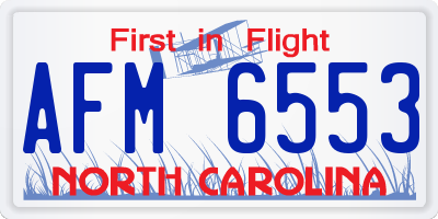 NC license plate AFM6553