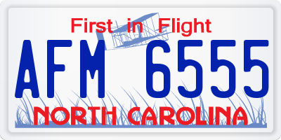 NC license plate AFM6555