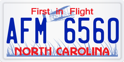 NC license plate AFM6560
