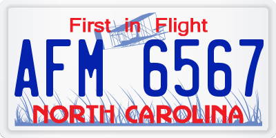 NC license plate AFM6567