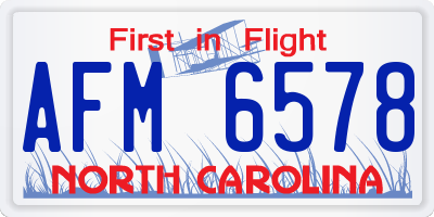 NC license plate AFM6578