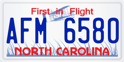 NC license plate AFM6580