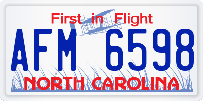 NC license plate AFM6598