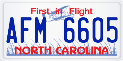 NC license plate AFM6605
