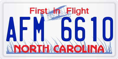 NC license plate AFM6610