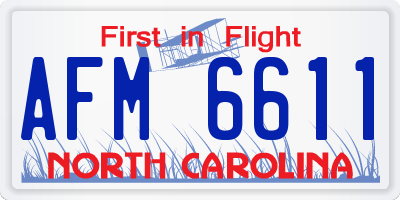 NC license plate AFM6611