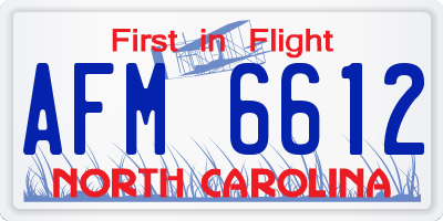 NC license plate AFM6612