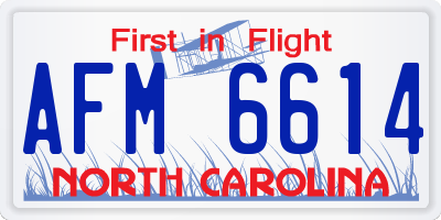 NC license plate AFM6614