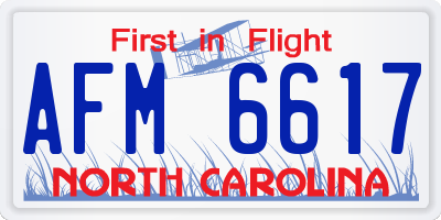 NC license plate AFM6617