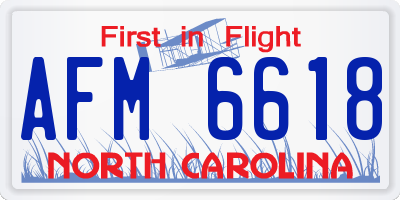 NC license plate AFM6618