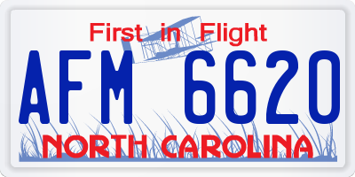 NC license plate AFM6620