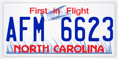 NC license plate AFM6623