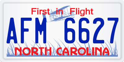 NC license plate AFM6627