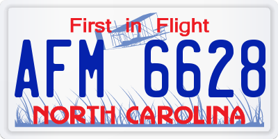 NC license plate AFM6628