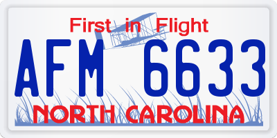 NC license plate AFM6633