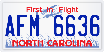 NC license plate AFM6636