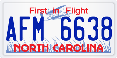 NC license plate AFM6638