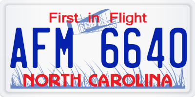 NC license plate AFM6640