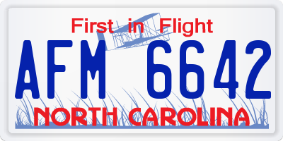 NC license plate AFM6642
